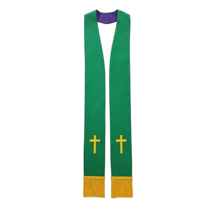 BLESSUME Church Clergy Pastor Reversible Stole - color: Green and Purple 2