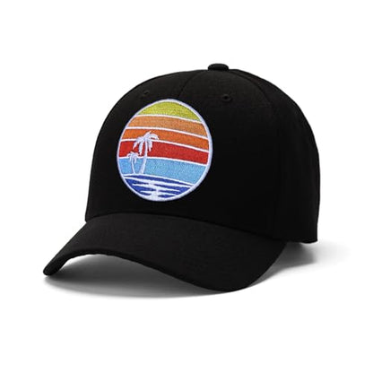 Embroidered Baseball Cap for Women Men Adjustable Baseball Hat Black Baseball Cap Trucker Hat - color: Palm Tree