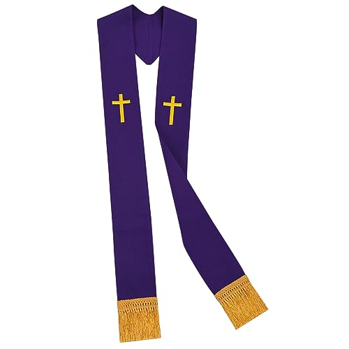 BLESSUME Church Clergy Pastor Cross Embroidered Stole - color: Purple 7