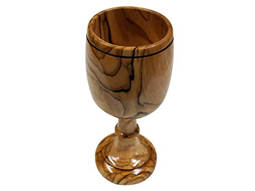 LION OF JUDAH MARKET Communion Holy Land Wine Cup Chalice Olive Wood Goblet by Bethlehem Gifts TM (6 inch)