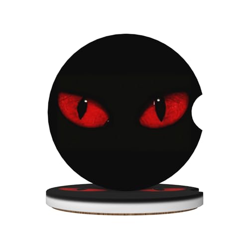 Cat Red Eyes Car Cup Holder Coasters 2 Pack 2.63" for Women - color: Red