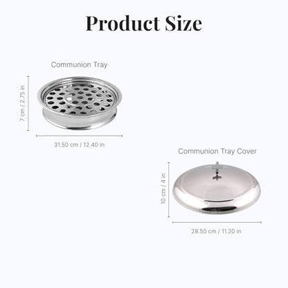 Communion Tray Set | Church Communion Tray Set | Stackable 1 Communions Tray with a Cover, 40-Hole Disk | Communions Supplies | Stainless Steel - Shiny Mirror Finish