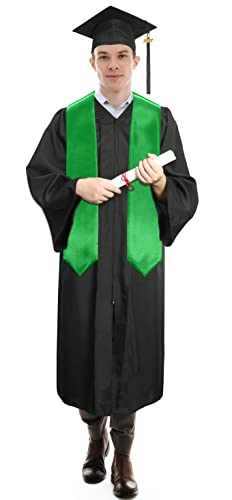 Plain Graduation Stole Sash 60 Inch Unisex Adults Solid - color: Emeral Green Stole