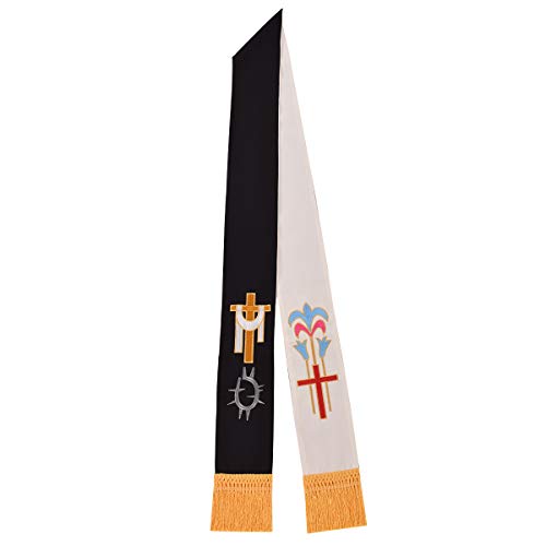 BLESSUME Church Clergy Pastor Reversible Stole - color: White and Black 3