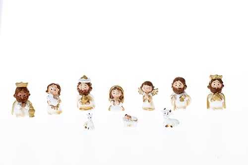 10 Pcs Christmas Nativity Set, Includes 10 Small Resin Figurines, Nativity Scene Decor Religious Table Decorations Home Decor - color: White