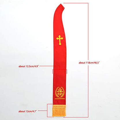 BLESSUME Church Clergy Pastor Cross Embroidered Stole - color: Red 1