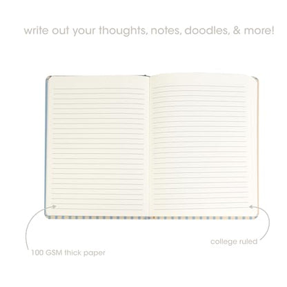 Pearhead Hardcover Journal Notebook 6x8 – Cream & Blue Stripe College-Ruled Writing Journal, 200 Lined Pages for Work, School & Journaling - color: Blue Stripes Notes Journal