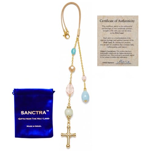 Christian Rearview Mirror Car Charm, Sun Catcher for Faith and Protection - color: Gold-Pastel