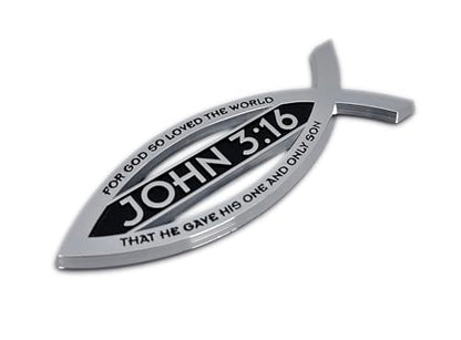 Elektroplate Christian Fish John 3:16 with Verse OEM Chrome Emblem for Cars, Trucks, and All Auto | Universal Fit at 4" x 1.4" | Weatherproof - color: John 3:16