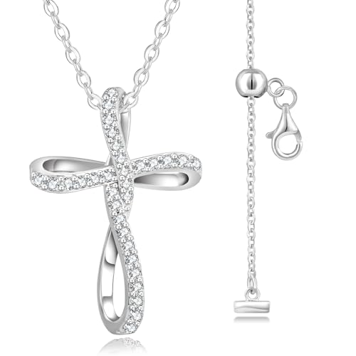 KRKC&CO Moissanite Cross Necklace for Women: D Color VVS1 0,09-0,3ct - color: Silver E