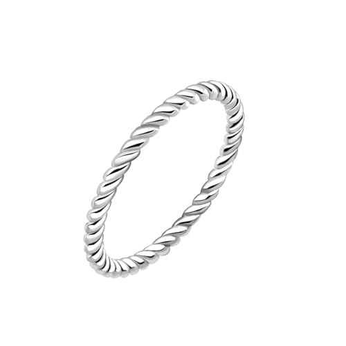 Helonley Birthstone Stack Rings for Women: 925 Sterling Silver Stacked Ring - color: Twist Rope Ring
