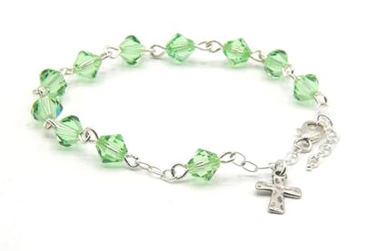 Catholic Communion Rosary Bracelet Created with Swarovski® Crystals, Glass - color: Peridot - August