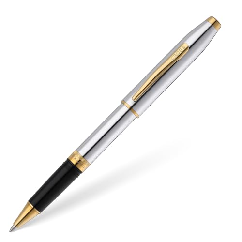 Cross Foundry Polished Chrome Gold Rollerball Pen, Medium Point, Black Ink - color: Polished Chrome,Gold
