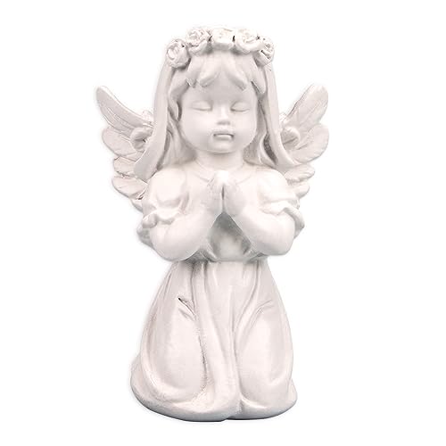 1Pcs Sweet Resin Praying Angel Statue 4.3 Inches Girl Angel Figurine Beautiful Kneeling Angel Sculpture for Home Office and Garden Décor