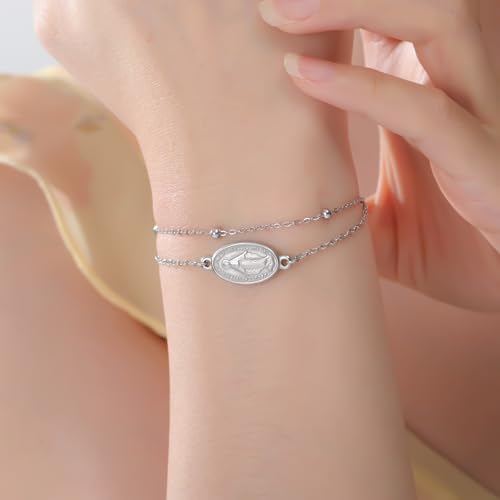 VASSAGO Virgin Mary Bracelet for Women Men Double-Sided Virgen de Guadalupe Rosary Bracelet Medal Handmade Braided Rope Catholic Christian Religious Jewelry Gift - color: Silver 11