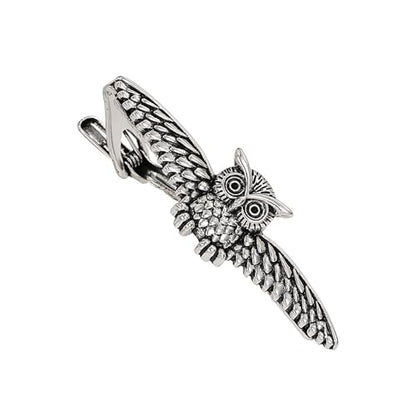 Novelty Silver Gold Black Tie Clip for Men Unique Owl Fish Shark Guitar Cross Tie Bar Neckties for Regular Wedding Business Tie Pin Clips Jewelry - style: Silver Owl