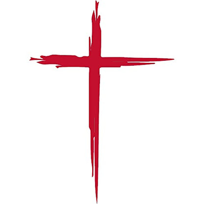 Cross Hand Drawn y3148 Vinyl Sticker Decals (Pack of 2) for Car Bumper Window Laptop Tablet Phone (5.8 inch x 8 inch,Red) - color: Red, size: 5.8 inch x 8 inch