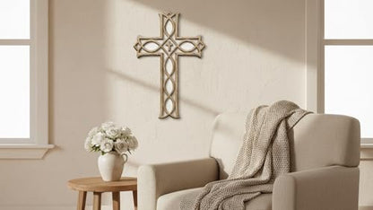 Wooden Catholic Crucifix Christian Cross Wall Hanging Church Altar Decor - color: White Wash Finish