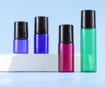 20 Pack Set 1ML Mini Sample Roll Glass Bottles for Essential Oils Roller Refillable Perfume Roll Bottle (1ML Purple) - color: 1ML Purple