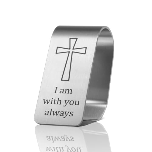 I Am with You Always Car Visor Clip, Religious Visor Clip for Men - color: Silver43