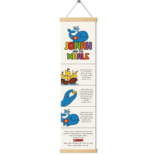Jonah and the Whale Banner, Church Banner, Christian Rustic Hanging Door Flag, Farmhouse Decorations Outdoor Indoor, Church Activity Decor, Bible Lesson, Scripture and Words Decorations - color: Style 35