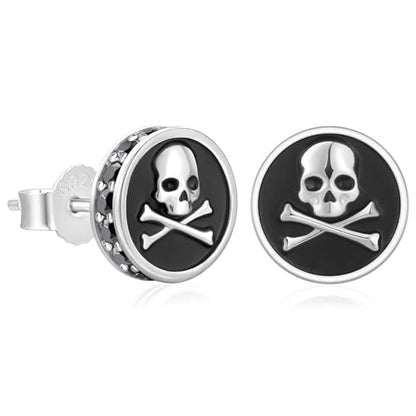 KRKC&CO Earrings for Men, Sterling Silver Earrings Studs, Hypoallergenic - color: Black D