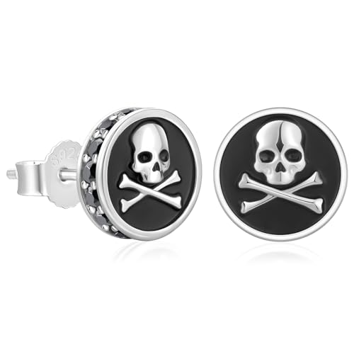 KRKC&CO Earrings for Men, Sterling Silver Earrings Studs, Hypoallergenic - color: Black D