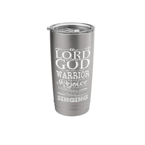 Bible Verse Shirt - Lord God Zephaniah 3:17 Christian Gift Stainless Steel Insulated Tumbler - color: Brushed Steel