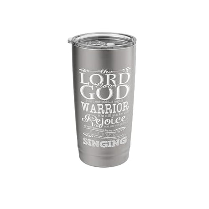 Bible Verse Shirt - Lord God Zephaniah 3:17 Christian Gift Stainless Steel Insulated Tumbler - color: Brushed Steel