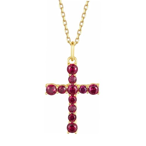 S.Leaf Cross Necklace for Women Gold Plated Cross Necklaces for Women 925 Sterling Silver Cross Pendant Necklaces for Women Birthday Anniversary - color: Cross_Necklace_Jul.07_Ruby