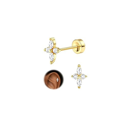 JeryWe Cartilage Earrings for Women Hypoallergenic Helix Piercing Jewelry - color: H:simple-14k gold filled