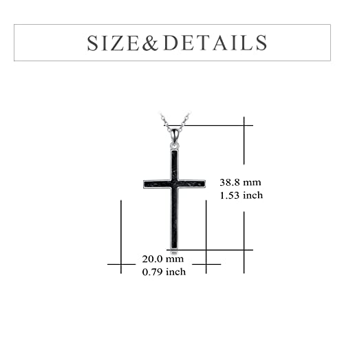 YFN Cross Necklace Sterling Silver Religious Cross Pendant Jewelry Christian Gifts for Women Men - style: C. Black Tourmaline