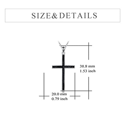 YFN Cross Necklace Sterling Silver Religious Cross Pendant Jewelry Christian Gifts for Women Men - style: C. Black Tourmaline