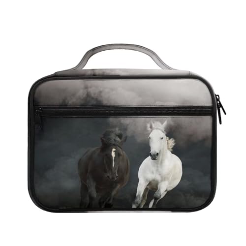 Bible Cover Church Carrying Book Case Polyester Bible Protective with Pen Slots and Zippered Pocket Customizable - color: Brown and White Horse