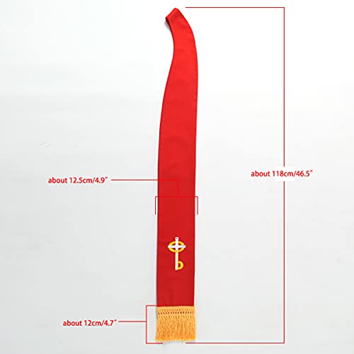 BLESSUME Church Clergy Pastor Cross Embroidered Stole - color: Red 2