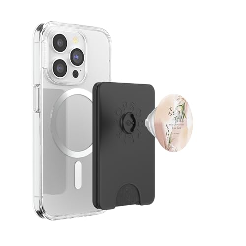 Be Still Bible Verse Christian Quote Minimalist Floral PopSockets PopWallet for MagSafe - style: Magnetic PopWallet