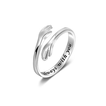 925 Sterling Silver Celtic Knot Open Adjustable Ring for Women Size 4-7 - color: Hug Ring:always with you