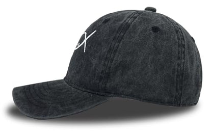 Cross Embroidered Hat for Men Women Dad Trucker Baseball Cap Adjustable - color: Fish Cross Black