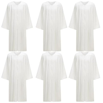 Populus 6-Pack Unisex Adult Matte Choir Robes for Church, Graduation Gowns - color: White, size: Size 57