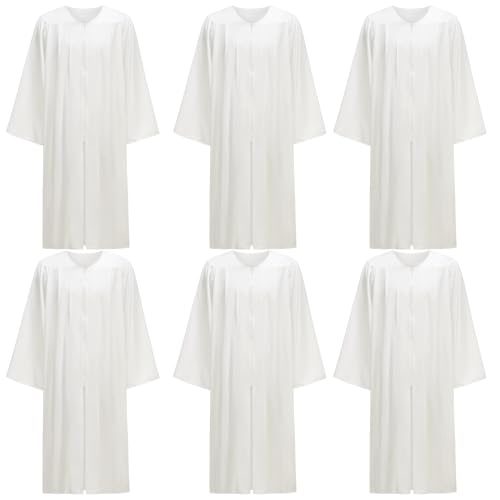 Populus 6-Pack Unisex Adult Matte Choir Robes for Church, Graduation Gowns - color: White, size: Size 48
