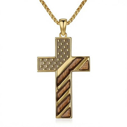 American Flag/Eagle/Star Necklace for Women 925 Sterling Silver Silver/Gold/Black American Flag Pendant 4th of July Jewelry for Wife Sister Girlfriend - color: Gold-1