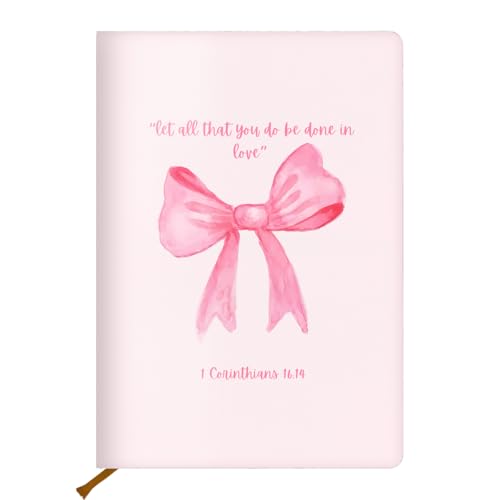 Pink Bow Bible Leather Lined Journal 200 Pages A5 Ruled Notebooks 06 - color: Multi 1567