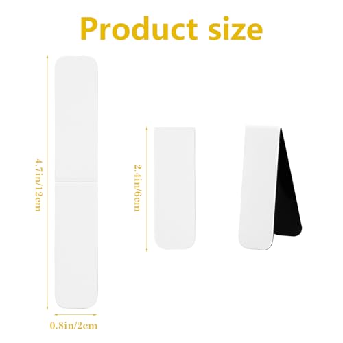 48 Pieces White Magnetic Bookmarks Book Marker Clip Sublimation Bookmarks, Magnetic Page Markers Clips for Kids Students Teachers Classroom Office Reading Book Lovers Supplies - style: White
