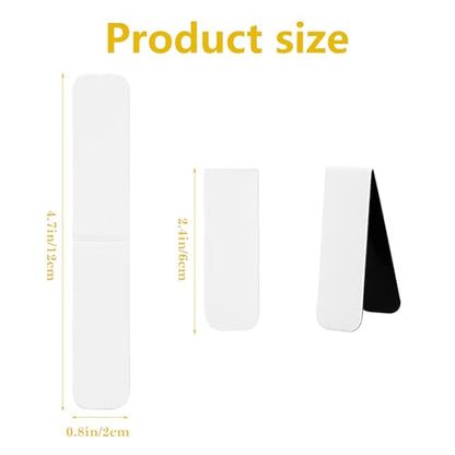 48 Pieces White Magnetic Bookmarks Book Marker Clip Sublimation Bookmarks, Magnetic Page Markers Clips for Kids Students Teachers Classroom Office Reading Book Lovers Supplies - style: White
