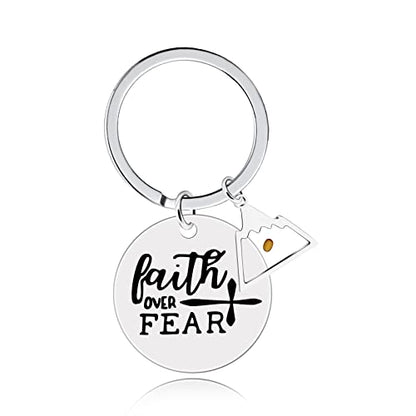 Uloveido Stainless Steel Faith Cross Keychain & Jesus Loves Me Christian Keyring Mustard Seed Charms Religious Jewelry - style: Faith Over Fear-triangle