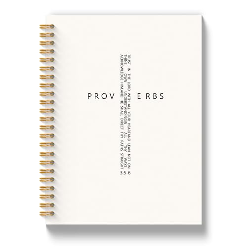 Christian Journal for Women, Proverbs 3:5-6 Bible Notebooks for Note Taking, Church Notes Journal, Trust in the Lord with All Your Heart Spiral Notebook 5.5x8.3 Inch - color: PROVERBS 3.5-6 White