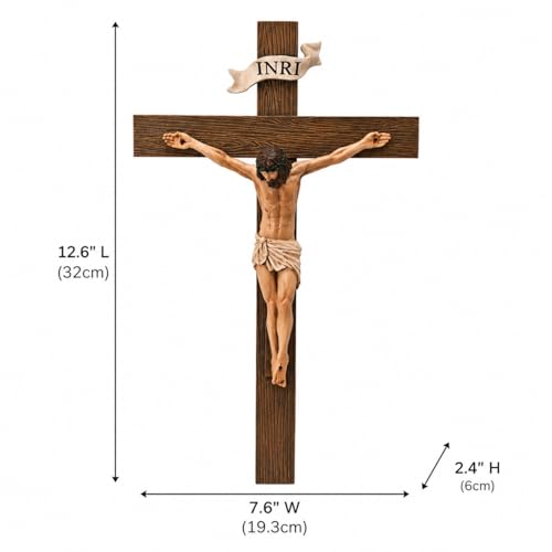 BETHEL STUDIO Catholic Crucifix Wall Cross, 12.6" H Jesus Wall Art