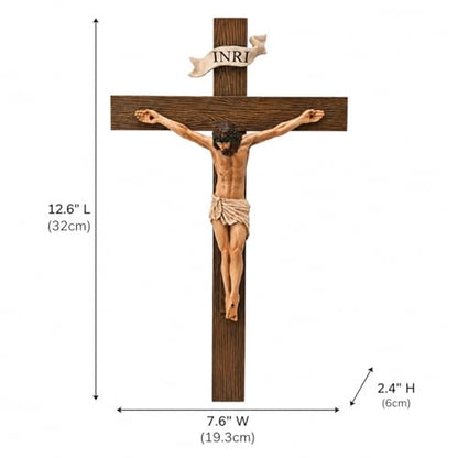 BETHEL STUDIO Catholic Crucifix Wall Cross, 12.6" H Jesus Wall Art