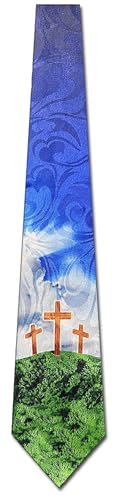 Cross Ties Mens Religious Necktie for Men Three Crosses Tie Faith Neckties