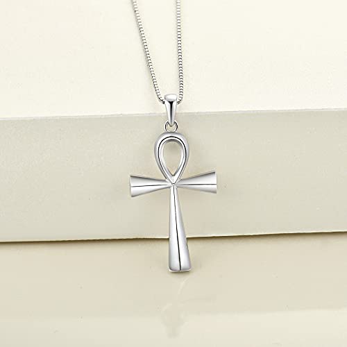 YL Cross Necklace 925 Sterling Silver Infinity Pendant Ankh Criss Jewelry for Women - color: E: ankh